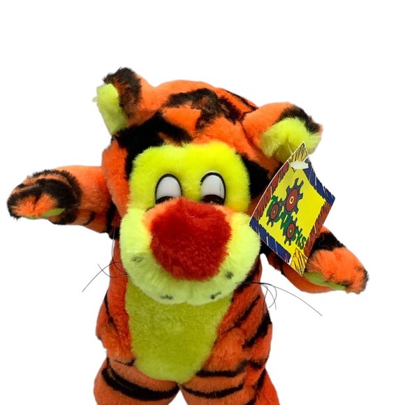 Vtg Toy Works Plush Tigger Tiger Stuffed Animal Bright Orange & Yellow Striped 9 - Picture 2 of 7